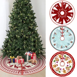 90/120cm Cartoon Christmas Tree Skirts Santa Claus Elk Snowman Printed Xmas Tree Bottom Decor Mat Christmas Tree Decoration