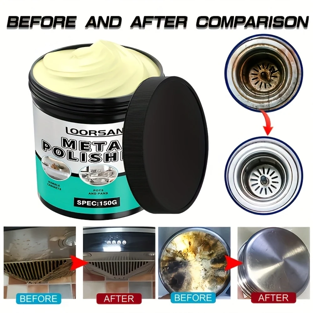 Cera protectora y para pulir metales de alta resistencia, eliminador rápido de óxido para acero inoxidable, utensilios de cocina, piezas de automóvil, cabezales de ducha, Re