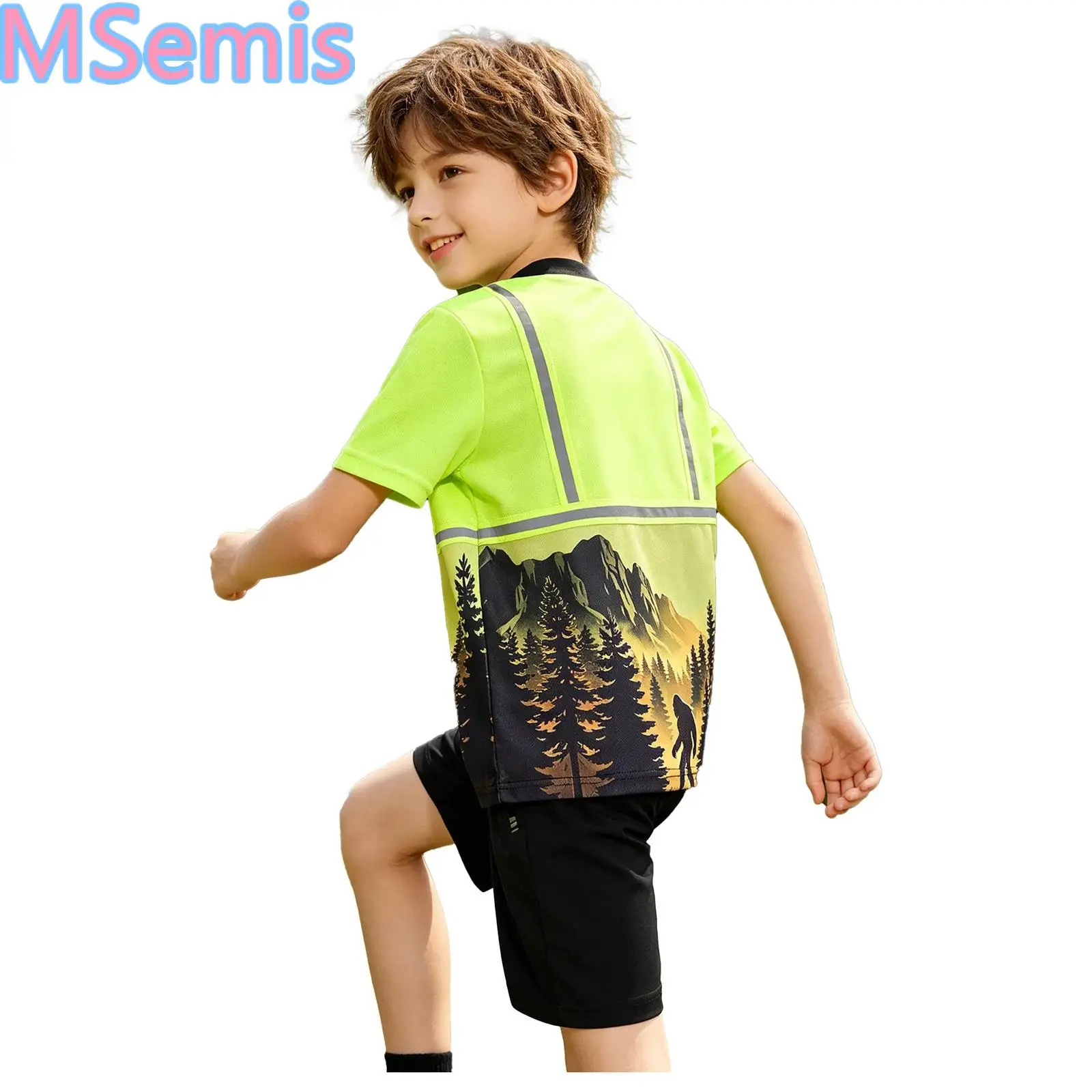 

Kids Boys Girls Quick-drying High Visibility Safety Shirts Short Sleeve Printed T-shirt Athletic Tops for Camping Hiking Cycling
