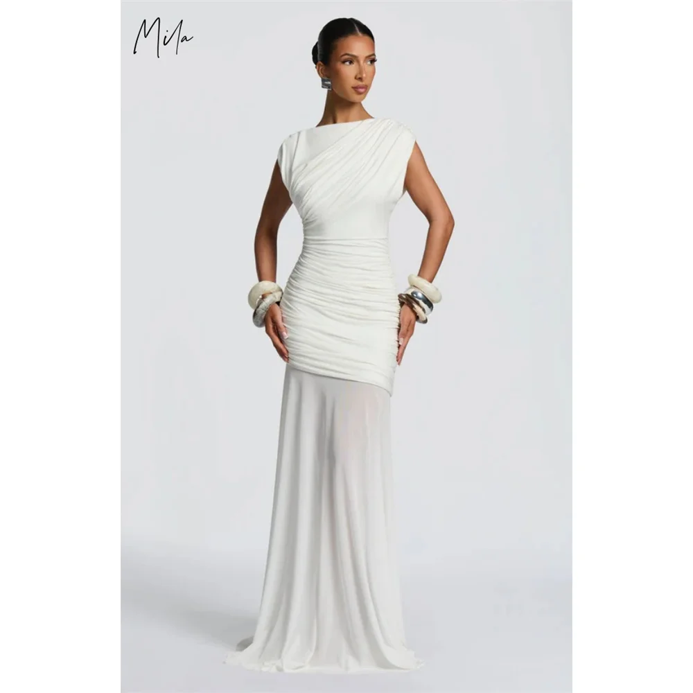 

Платье для выпускного вечера Mila со складками и высоким воротом, шифоновое платье без рукавов, индивидуальное вечернее элегантное платье длиной до пола, платья de fiesta 2025