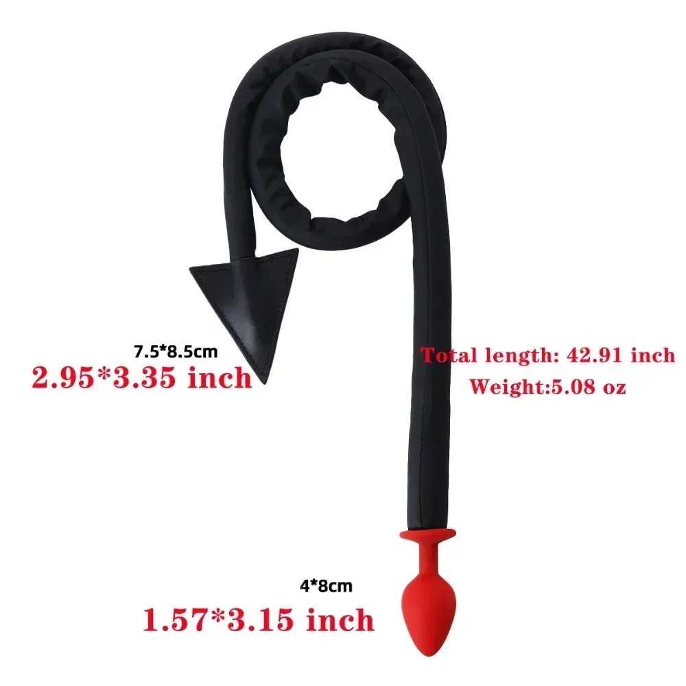 Devil Tail Leather Whip Anal Plug Set Flirt BDSM Alternative Tooy Couple Sex Toy Kits for Adult Woman/Man Cosplay Role Play Game