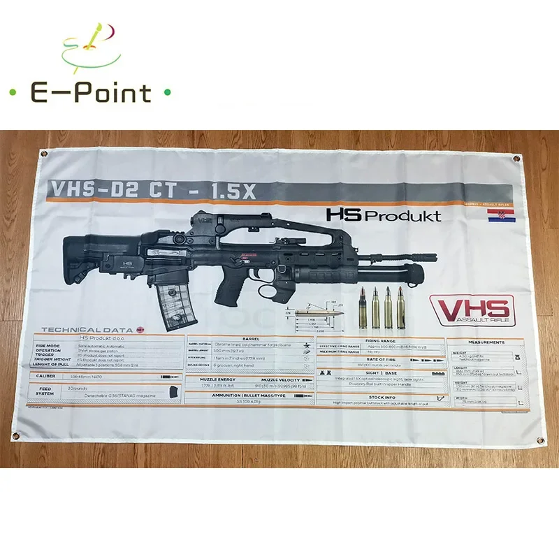 VHS-D2 CT - 1.5X Gun Flag 3ft*5ft (90*150cm) Size Christmas Decorations for Home Banner Indoor Outdoor Decor M130