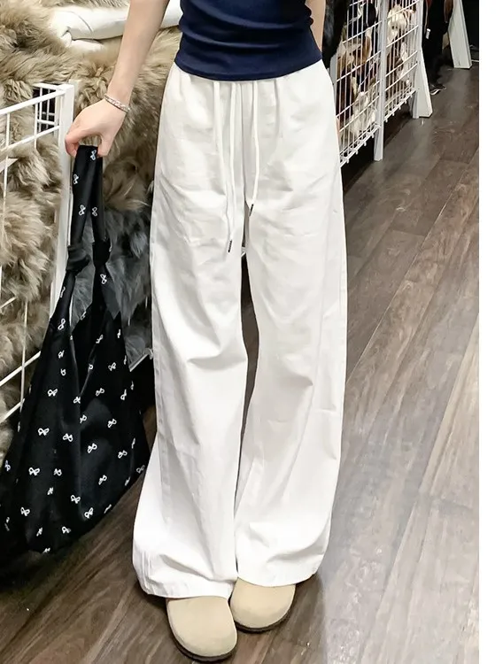 بنطال ذو قصة أرجل واسعة من القطن للنساء شتوي من الصوف مضلع سميك بطانة شيربا دافئة حرارية مريحة مبطنة بسيطة