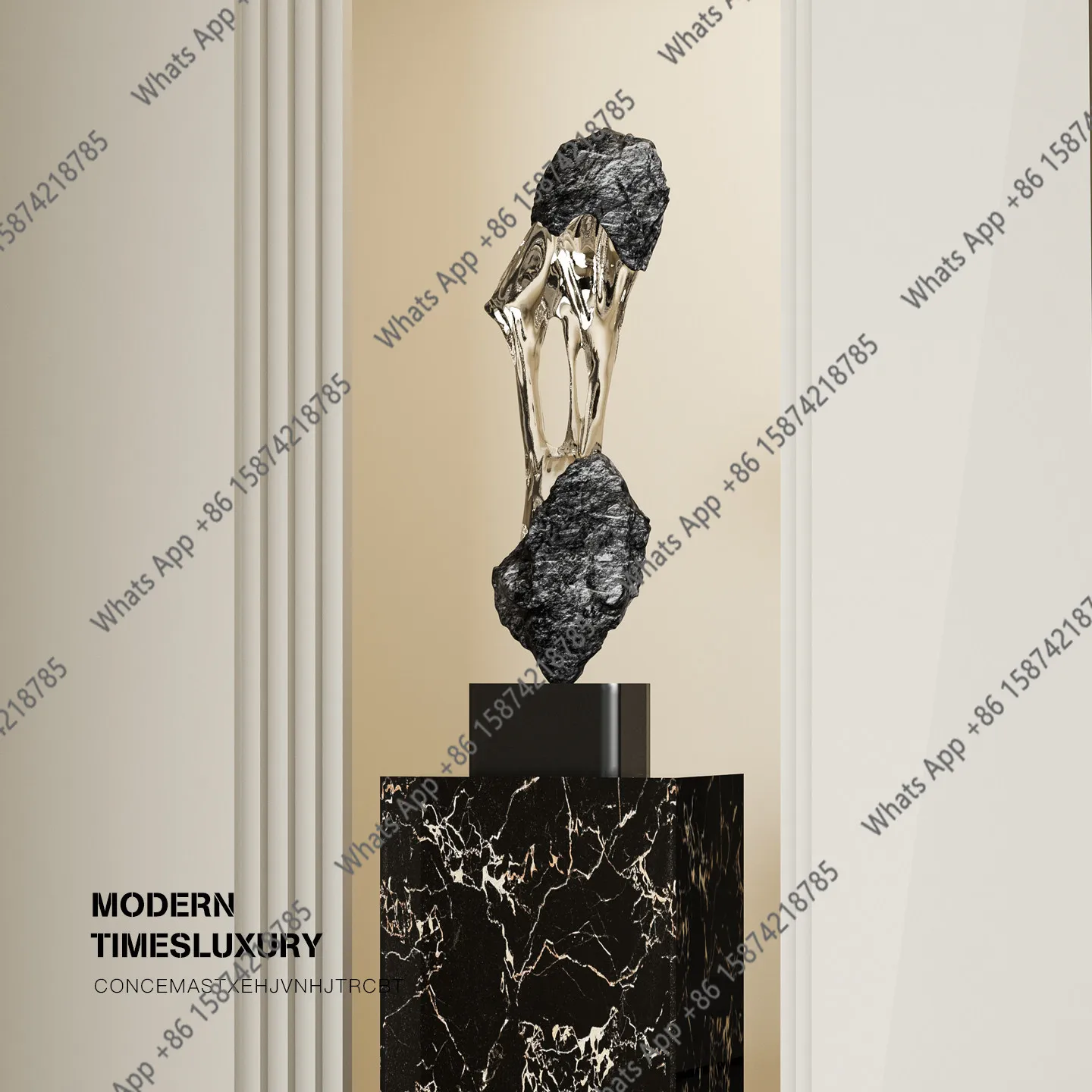 Modern light luxury sculpture artwork stone to run lobby living room model room decoration floor ornament