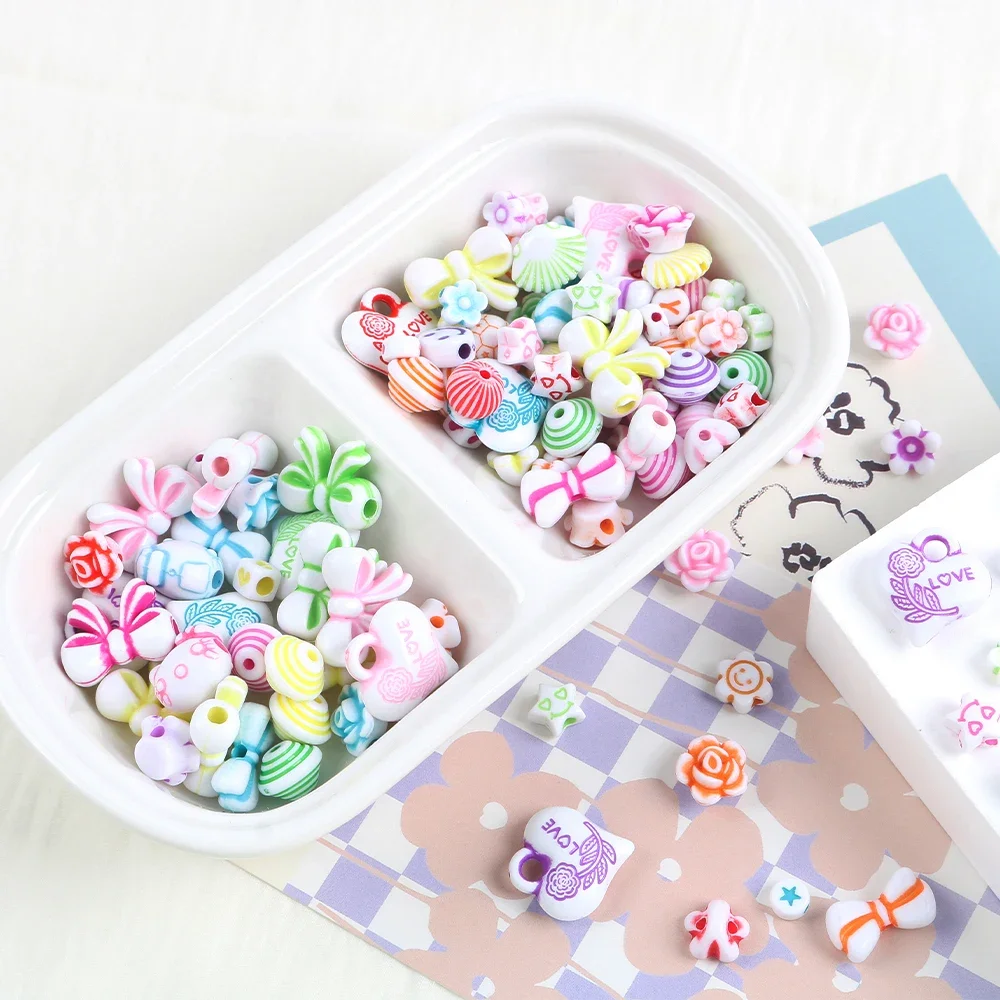 

20g Mixed Style Plastic Beads Loose Spacer Beads For DIY Bracelet Keychain Phone Chain Jewelry Making Craft Accessories