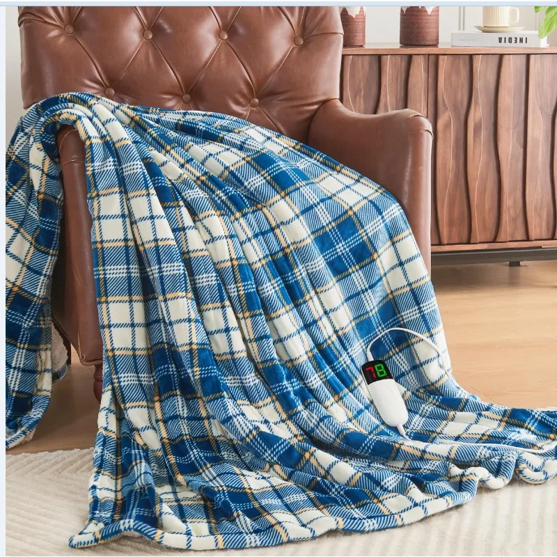 Heating Blanket, 10 Heating Levels /8 Hours Automatic Off, Adult Blanket Heater, Sofabed Office Washable Blanket Gift, ETL