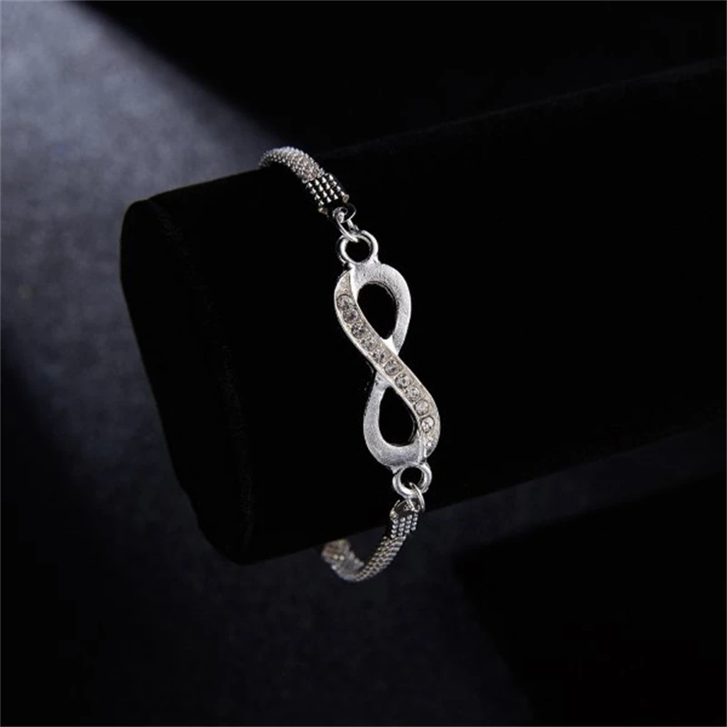 Rhinestone Infinity Bracelet For Women Men 8 Number Shape Pendant Jewelry Charm Blange Couple Bracelets For Lover Friend Gifts