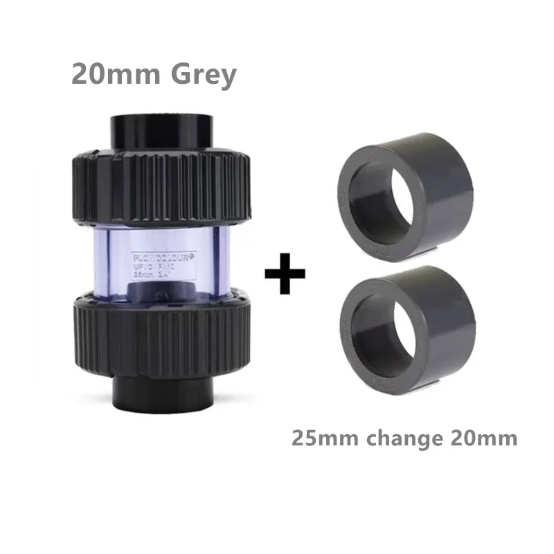 25mm 32mm Transparent Check Valve PVC One Way Non Return Valve Pipe Fitting Water Connector for Garden Irrigation Aquarium