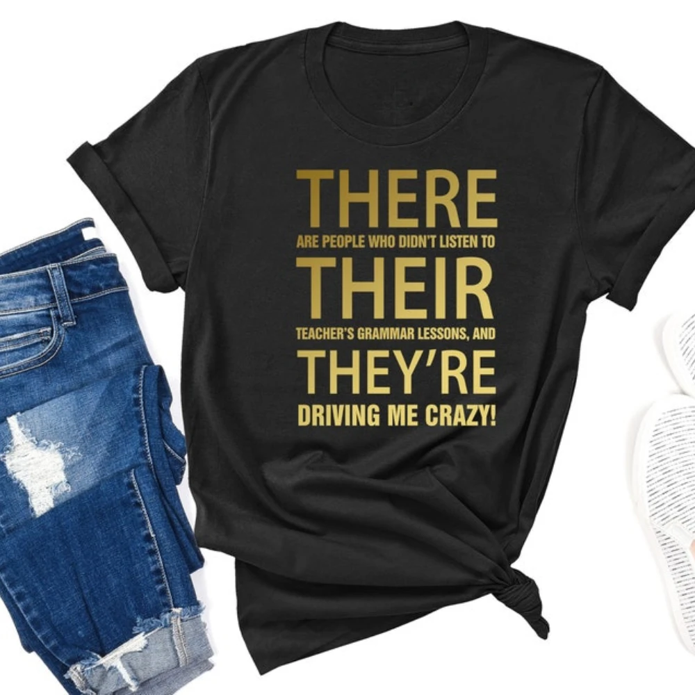 مضحك المعلم هدية الإنجليزية قواعد المعلم الرجال والنساء عالية الجودة القطن قميص الملابس شكرا المعلم رسالة قميص تي شيرت #5