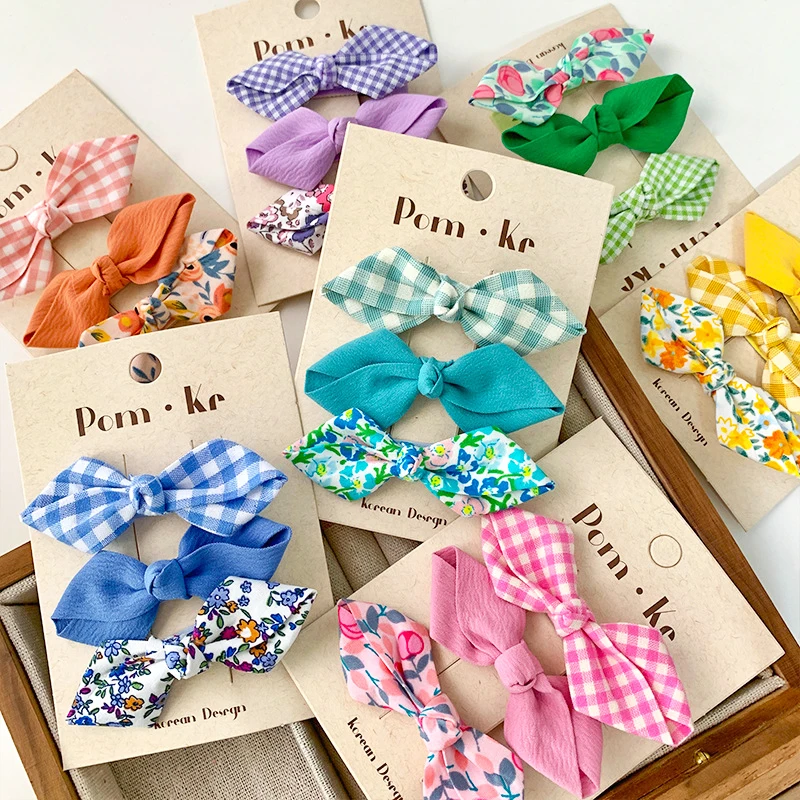 

3Pcs Bows Baby Hairpin Korean Princess Floral Kids Girl Hair Accessories Sweet Baby Hairclip Set Bangs Headdress for Children