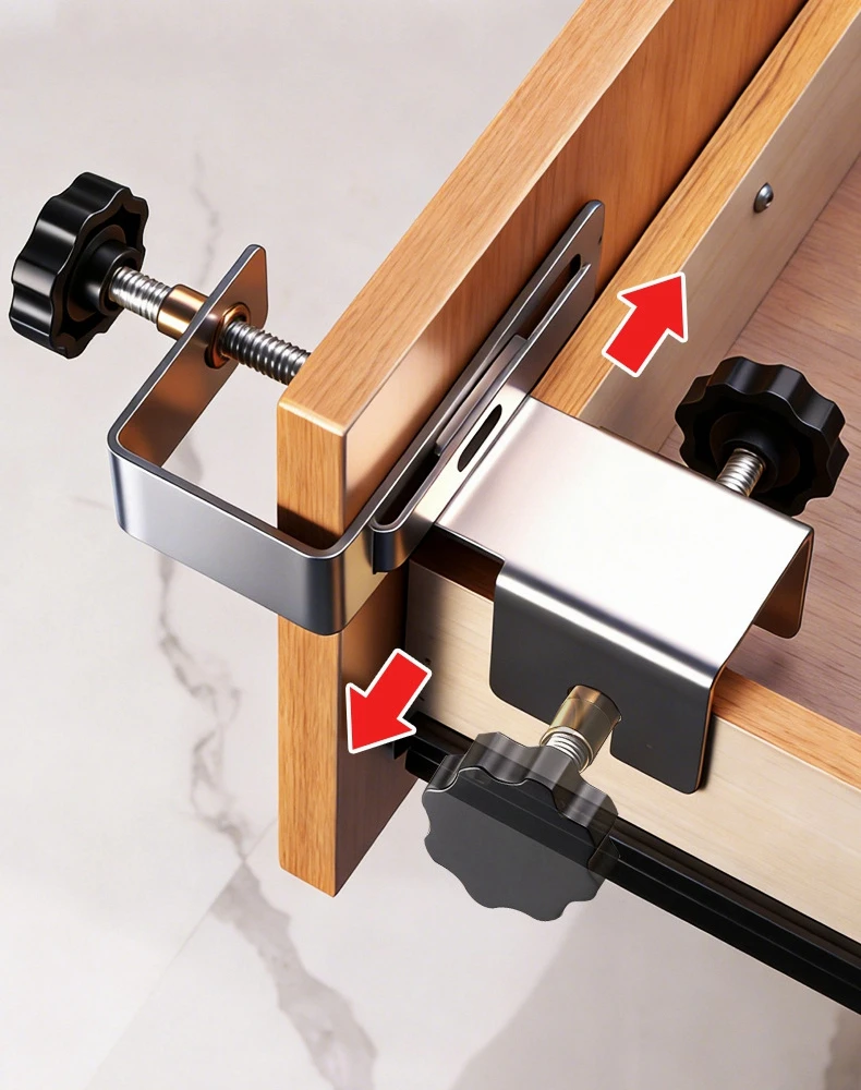 Universal Drawer Panel Installation Clamp Thickened Heavy Duty Drawer Fixing Clip Adjustable No Handle Drawer Fixing Bracket