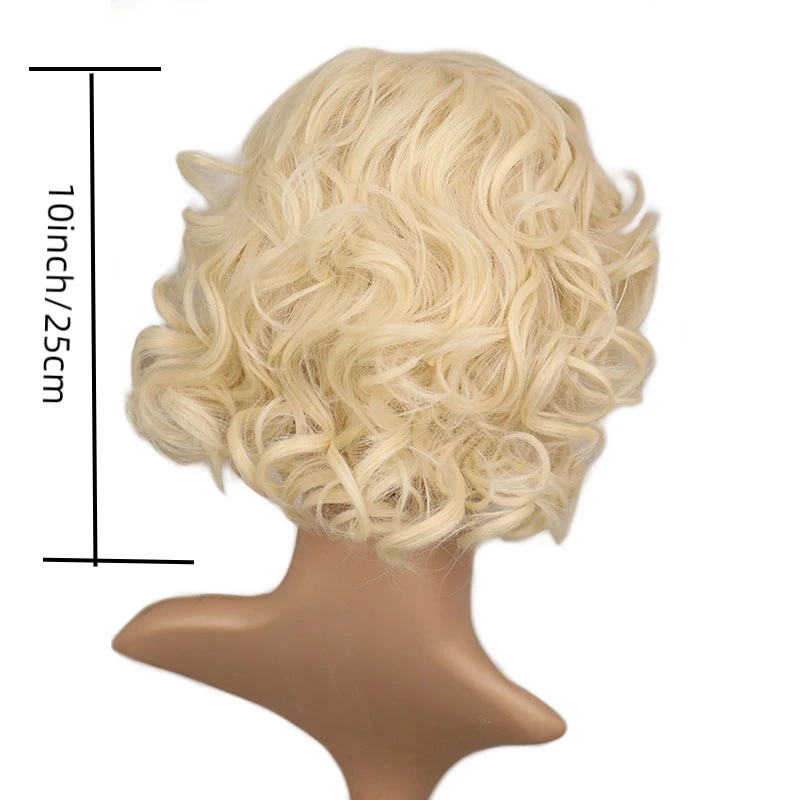 Short Curly Wig Synthetic Hair Cosplay Short Culry Blonde Marilyn Monroe Costume Halloween Party Wig Heat Resistant