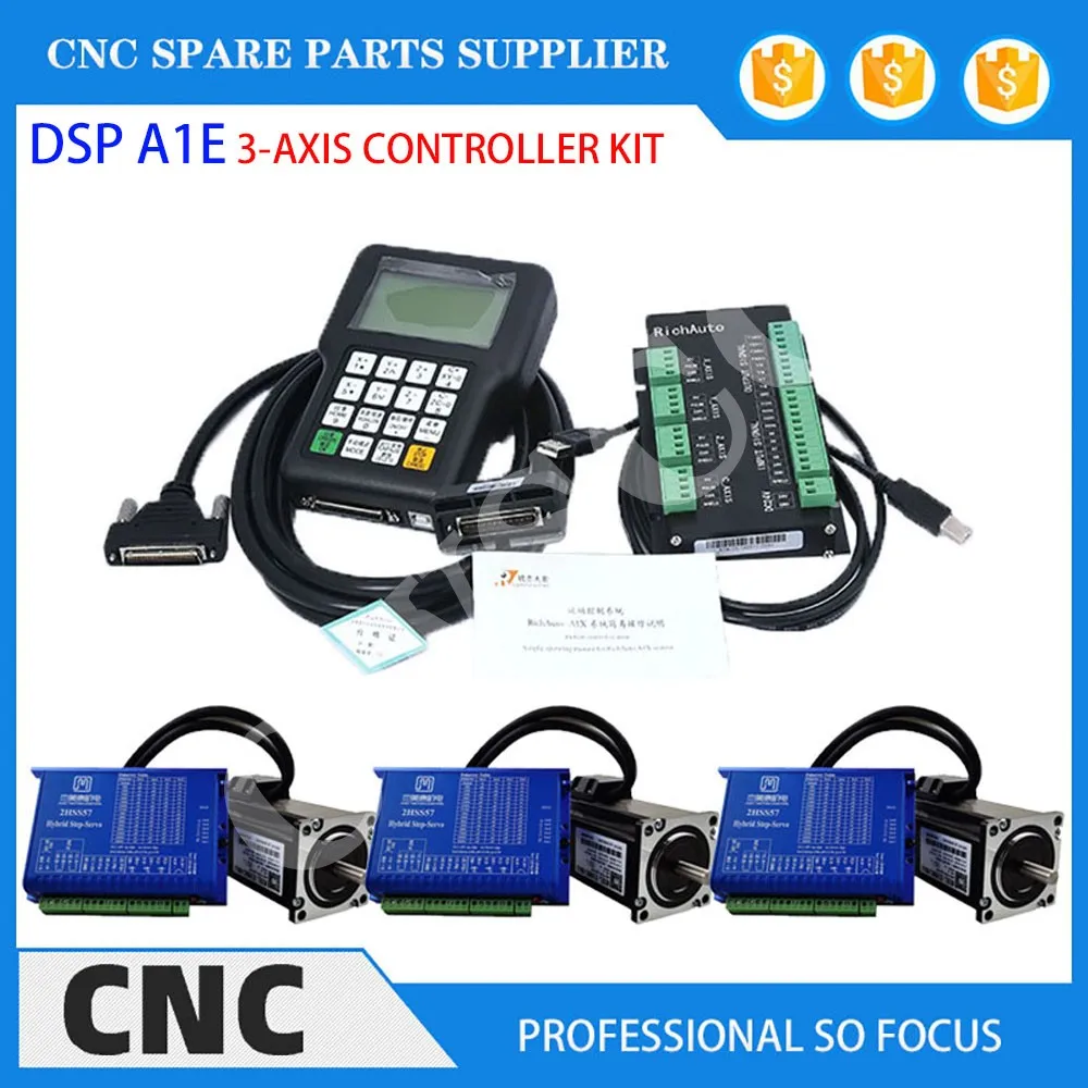 RichAuto DSP A11E CNC Controller Kit Handheld 3 Axis Motion Controller Remote Engraving and Cutting NEMA23 Hybrid Servo Motor