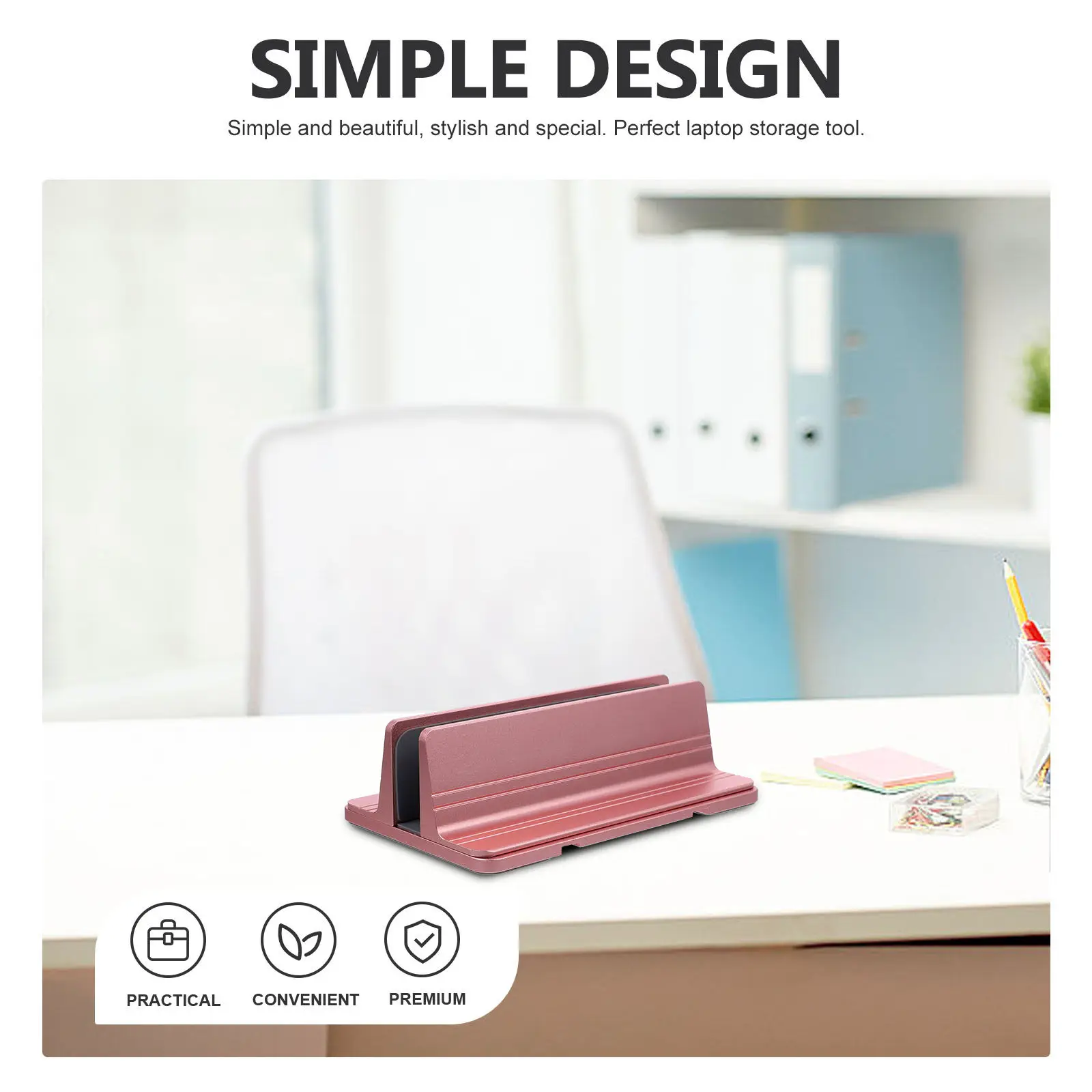 Laptop Stand Vertical Type Aluminum Alloy Adjustable Width 1.4cm-7.3cm Desktop Laptop Holder Anti-Scratch Stable Vertical