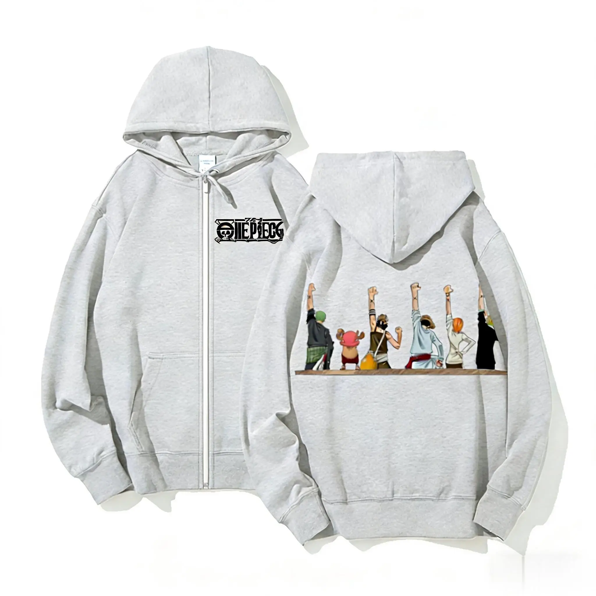 Unisex One Piece Anime Hoodie Men Women Anime Zip Up Sweatshirt 2026 Winter Streetwear Cosplay Casual Jacket Long Sleeve Tops