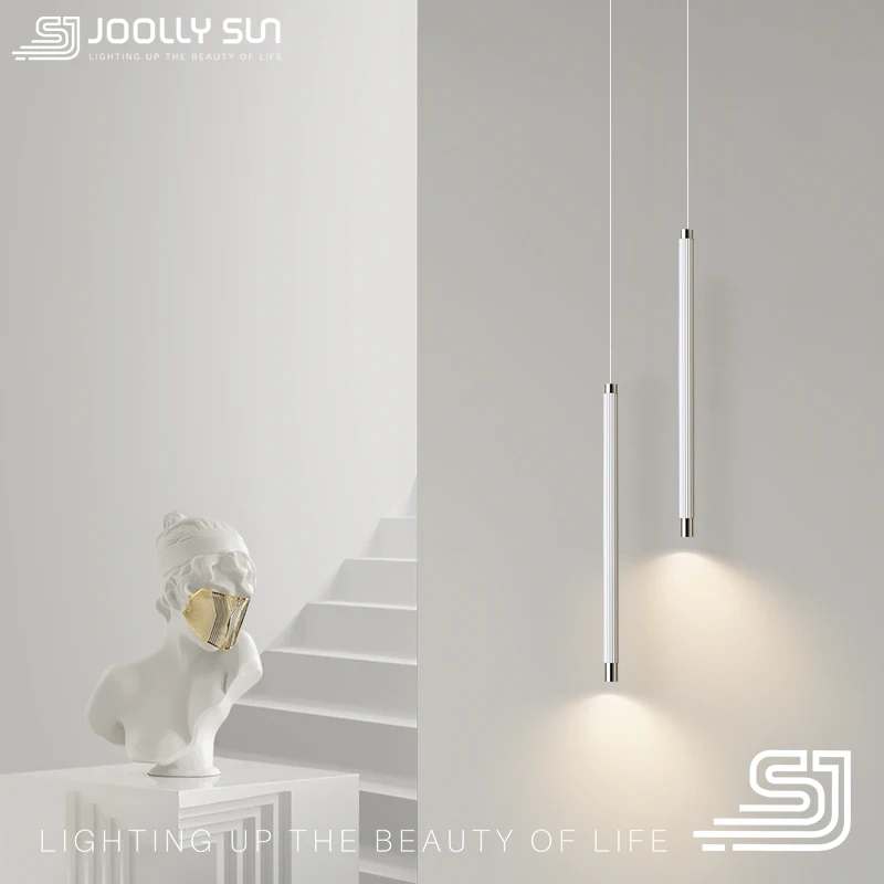 Imagem -03 - Joollysun-led Hanging Lamp com Tubo Longo Pendant Light Iluminação para Cabeceira Jantar Sala de Estar Home Decor Teto Droplight Fixture