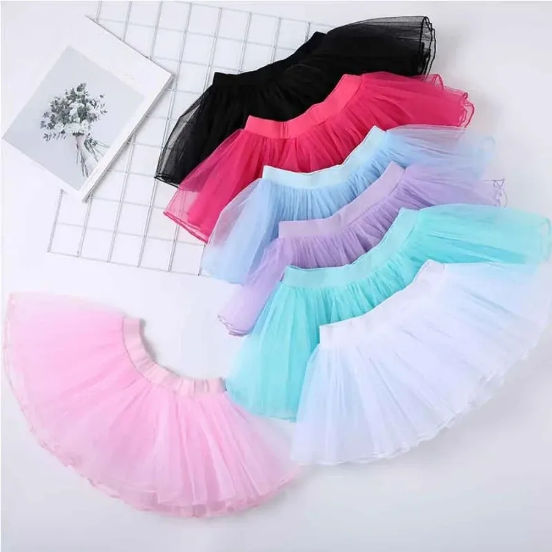 New Baby Girl Mini Tutu Skirts Party Fluffy Tulle Dress Stage Pettiskirt Ballet Dancewear Clothing Accessories for Children 2-8Y