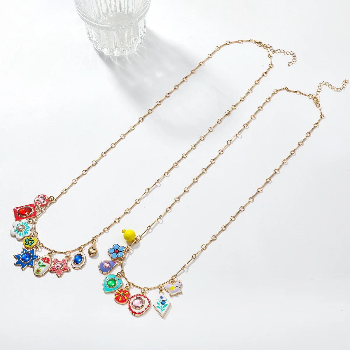 Böhmische Mehrschichtige Bunte Emaille-Blumen-Herz-Stern-Anhänger Halsketten für Frauen 2026 Trend Schmuck Geschenke – Detail 7
