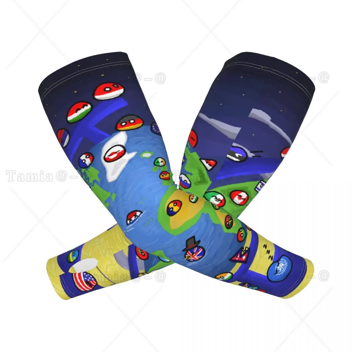 Custom Polandballs Countryballs Cartoon Art Comics Arm Sleeves Warmer Men UV Sun Protection Tattoo Cover Up Sports Compression