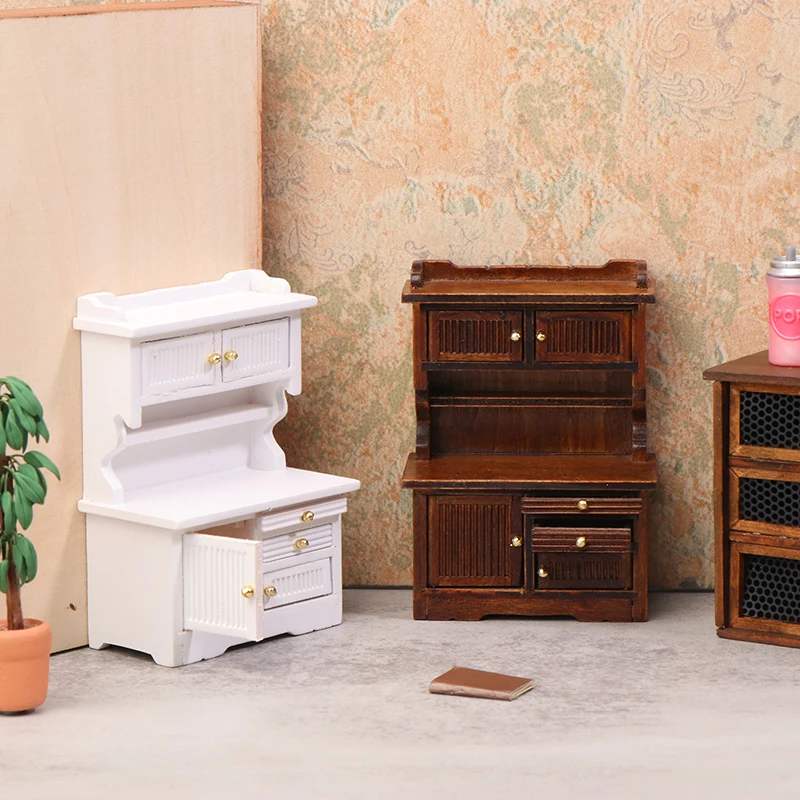 1/12 Dolls House Mini Sideboard Bookcase Doll House Miniature Kitchen Furniture Miniature Decorative Toys Life Scene Accessorie