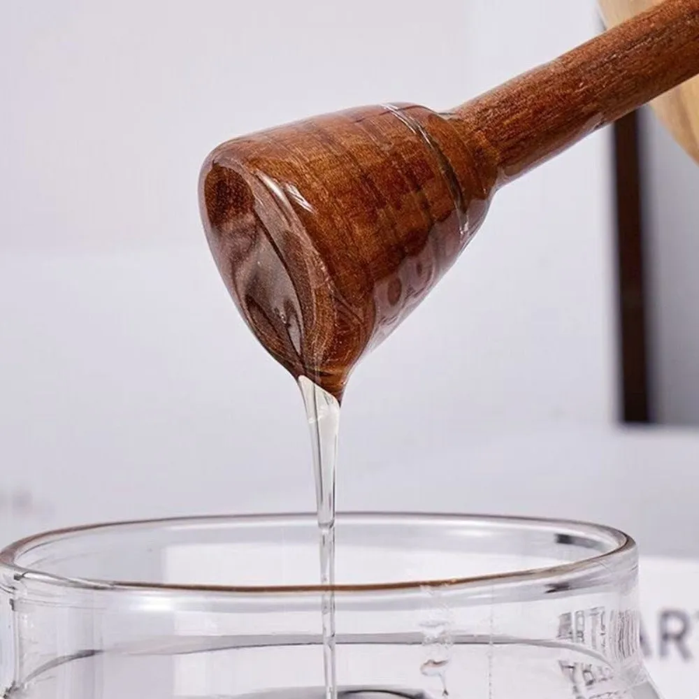 High Borosilicate Glass Honey Jar 500ml Sealed Honey Dispenser Jar with Lid Wooden Lid Honey Storage Jar Honey Syrup Storage