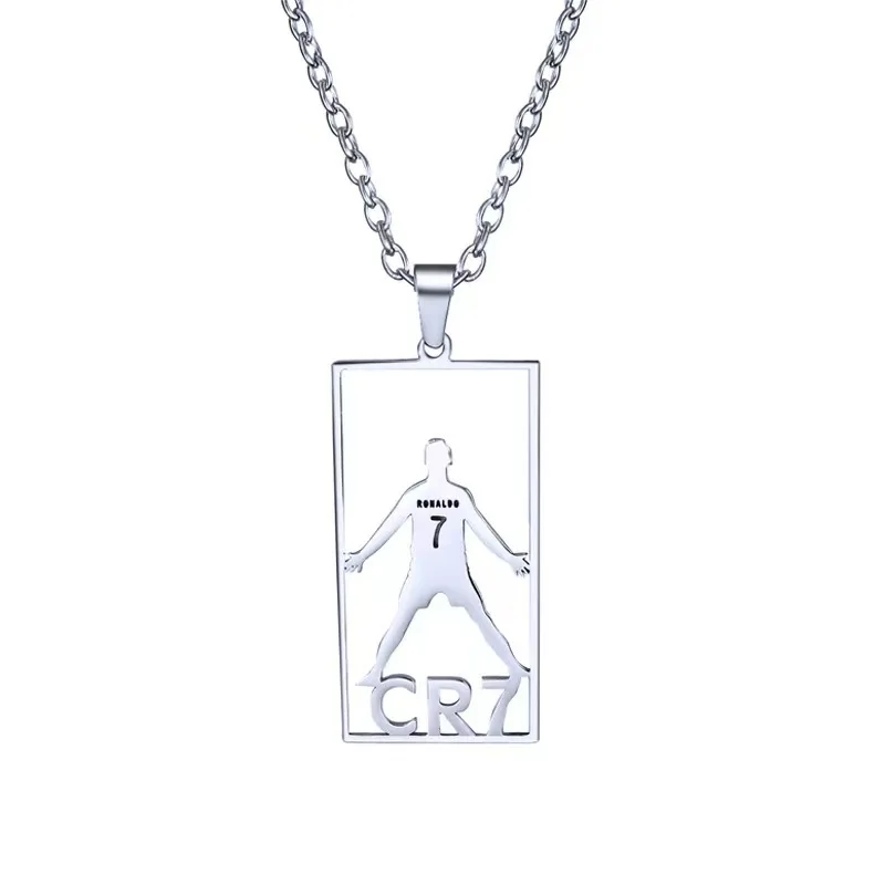 CR7 Messi Stainless Steel Necklace Football Soccer Star Cristiano Ronaldo Leo Messi Pendant Clavicle Charming Jewelry Set