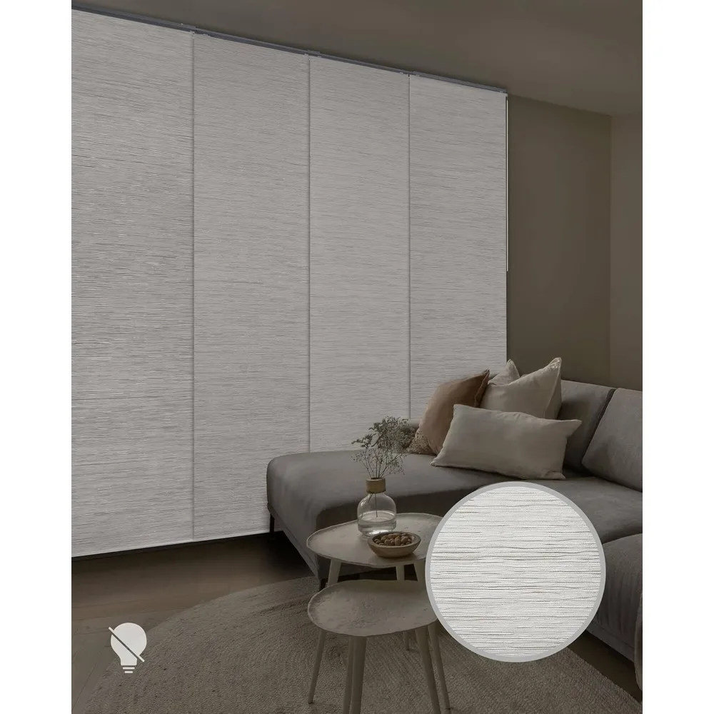 

Insulated adjustable vertical blinds 45.8 "-86" wide x 96 "high, retractable, gray, clipable natural woven sliding door curtain