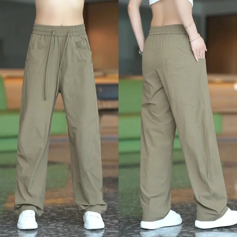 

Модные удобные повседневные брюки свободного кроя с широкими штанинами, спортивные длинные брюки, трендовые свободные прямые брюки