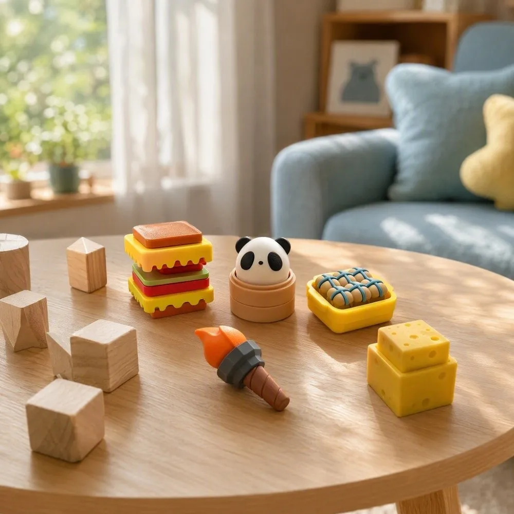 Funny Food Shape Toast Keyboard Clicker Finger Press 3D Printed Finger Clicker Ornaments Cartoon Squeeze
