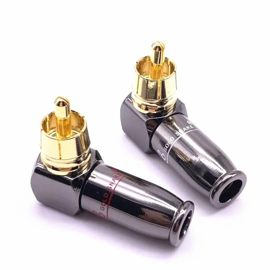 90 gradi Loafing testa RCA pistola a forma di L nero placcato oro assemblaggio RCA gomito dorato bronzo loto piegatura RCA gomito saldato