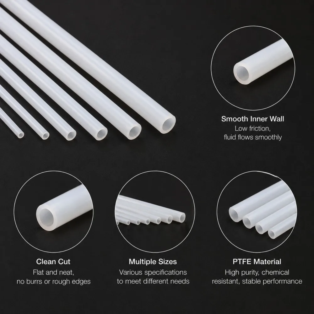 White PTFE Tube Capillary ID 0.3 -5mm Insulated Capillary Heat Protector Transmit Hose Rigid Temperature& Corrosion Resistance
