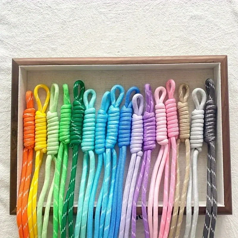 Colorful Paracord Keychain Lanyard, Hand Knotted Braided Rope Wrist Strap, DIY Bag Pendant Decorative Rope for Key Bag Charm