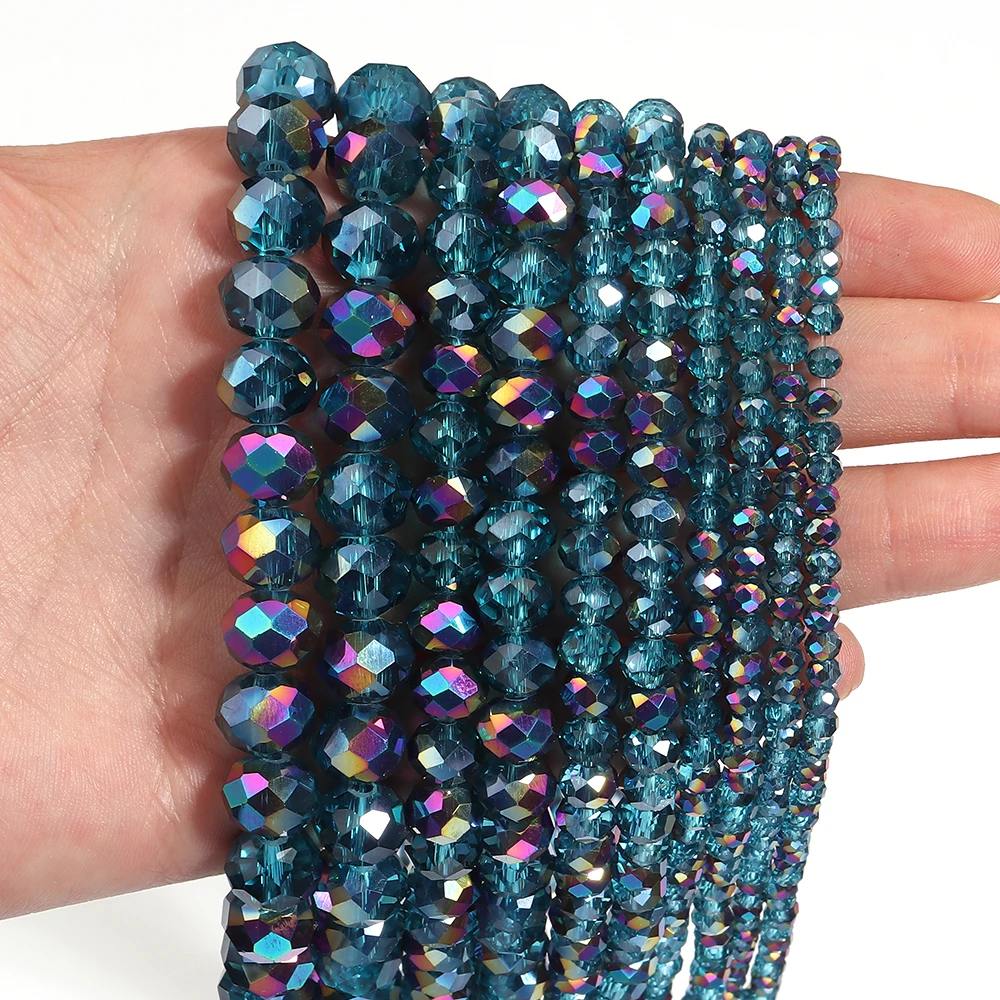 3 4 6 8 10mm Faceted Crystal Beads Peacock Blue Glass Abacus Loose Beads For DIY Jewelry Making Bracelets Necklace Accessories image 3