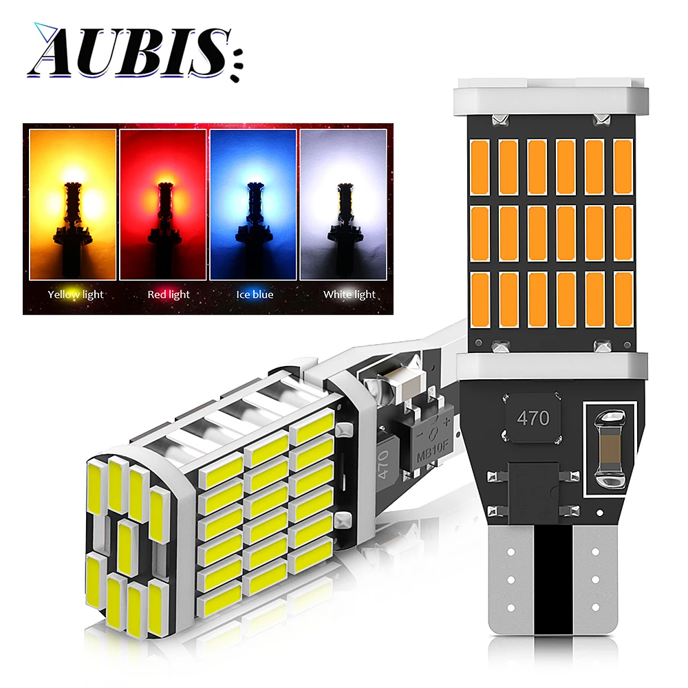 W16W WY16W Canbus No Error T15 LED Light 4014 45SMD For Auto Bcakup Reverse Lamp Car Tail Brake Bulbs 6000K 12V White Red Amber