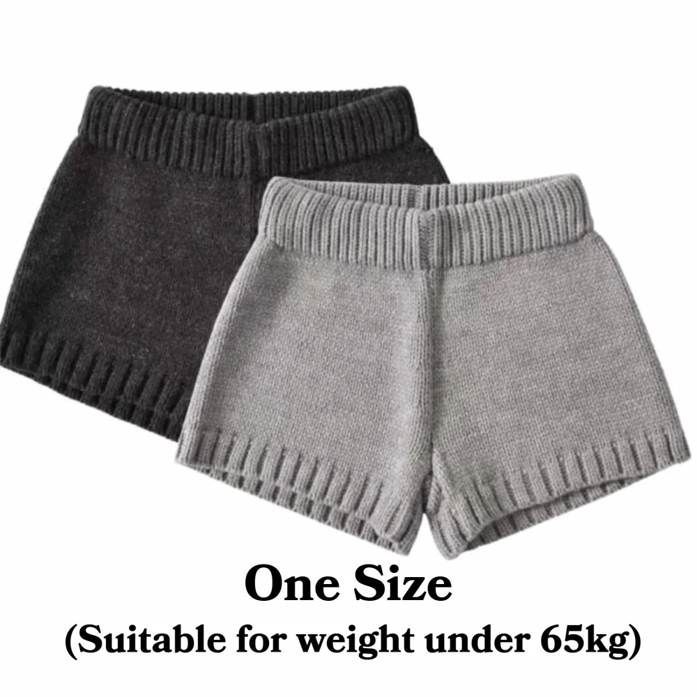 New Loose Knitted Shorts Soft Bodycon Fit High Waist Shorts A-Line Wide Leg Pants Female Fashion