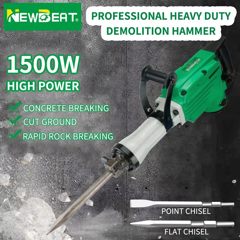 Heavy Duty Industrial Demolition Hammer, High Power Electric Jack Hammer for Concrete Breaking & Wall Demolition, CE Certified