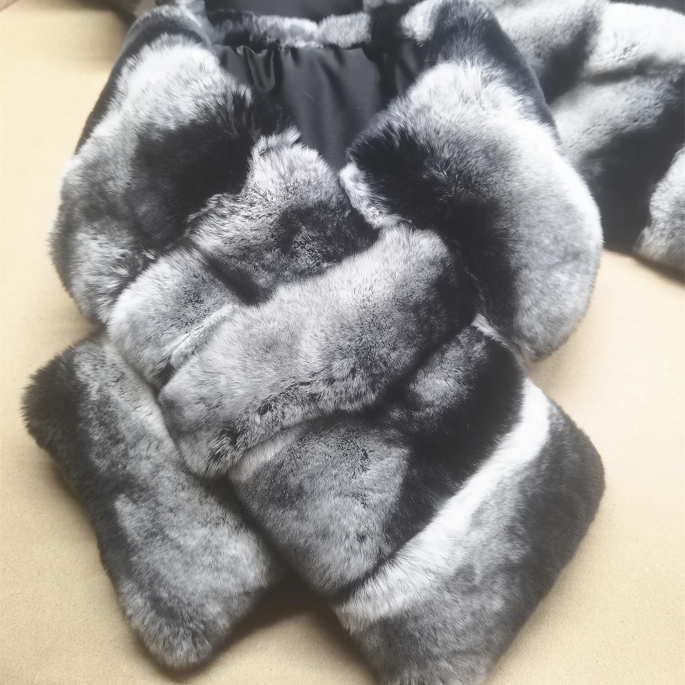 chinchilla Real Rex Fur neck men and women identical style Rex Rabbit Scarf Low-price sales are limited Natural fur Collar