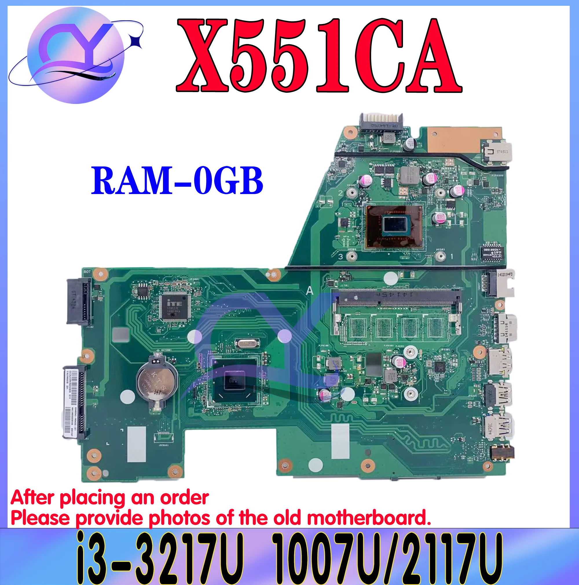 KEFU X551CA Mainboard For ASUS X551C X551CAP F551C F551CA R512C R512CA Laptop Motherboard 1007U/2117U/I3-3217U 4GB/0GB-RAM