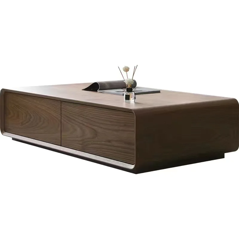 Nordic style walnut TV cabinet coffee table combination simple modern small apartment living room new TV cabinet