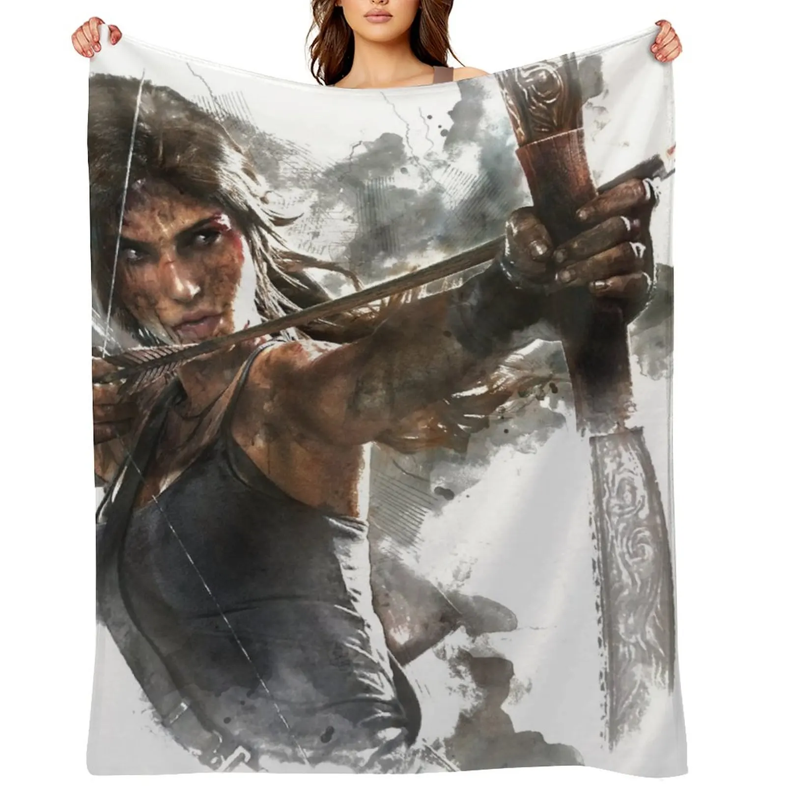 

Tomb Raider Painting Throw Blanket Beautifuls Decoratives Retros Luxury Thicken Blankets