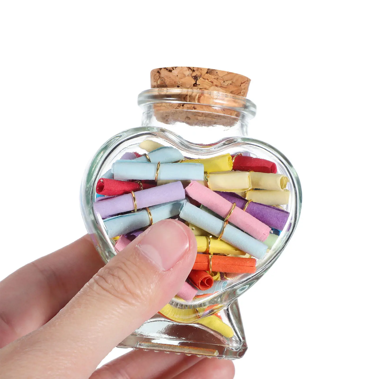 

8Pcs 50Ml Mini Heart Glass Bottles Cork Lid Transparent Decorative Wishing Jars for Tabletop Decor Sweet Jars DIY Craft Glass