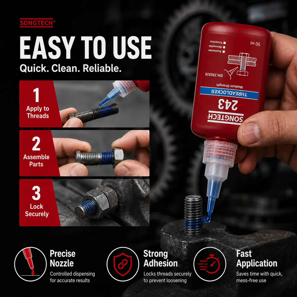 Songtech Loctite 243 222 242 262 263 270 271 272 277 290 Threadlocker Anaerobic Glue 50ml Screw Fixer Screw Adhesive