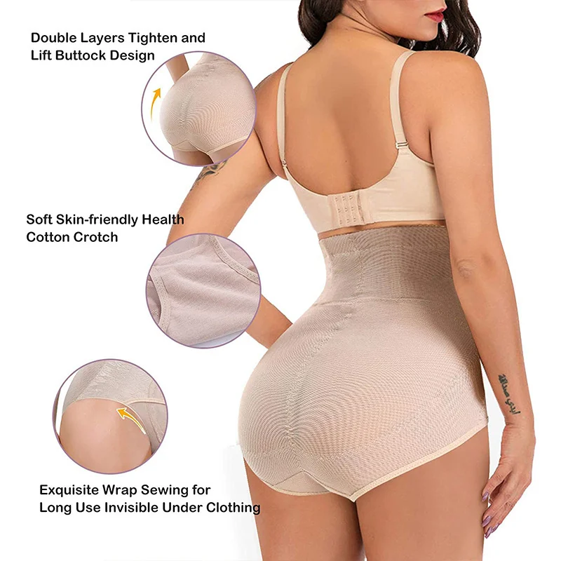 GUUDIA Hooks Tummy Control Panties Upgrade Arc Shaped Control Underwear Belly Smooth Seamless Mesh Butt Lifting Together