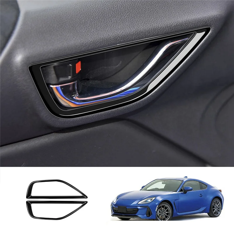 RHD Bright Black Car Door Inner Handle Frame Decorative Sticker for TOYOTA GR86 Subaru BRZ 2021-2023 Car Interior