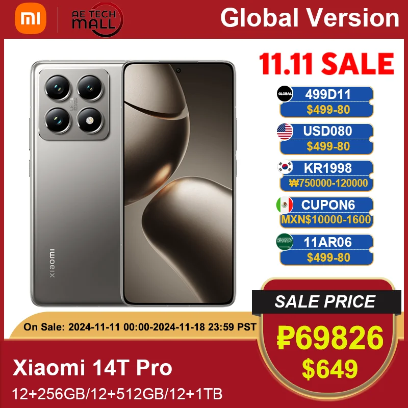 Xiaomi 14T Pro 5G versión Global MediaTek Dimensity 9300+ 6,67 ''144Hz pantalla AMOLED 5000mAh 120W HyperCharge 50MP cámara Leica