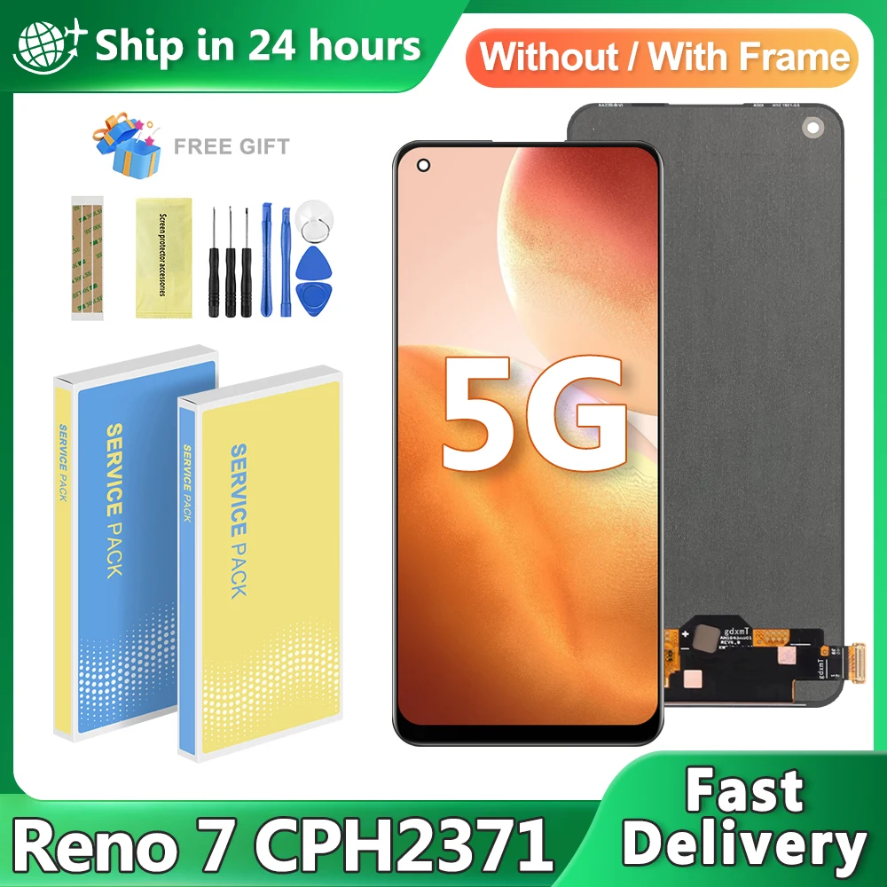 

6,43 ''для OPPO Reno 7 5G, сменный ЖК-экран CPH2371, ЖК-дисплей, сенсорный экран, дигитайзер, панель для Oppo Reno 7 5G, ЖК-дисплей