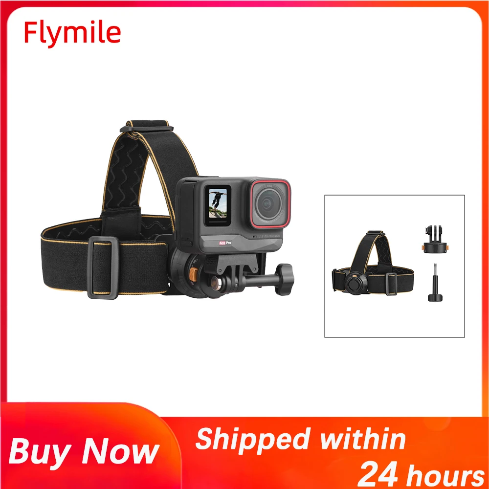 Flymile Head Strap Mount For GoPro Hero 13 12 11 10 9/Action 3 4 5 Pro/DJI Pocket 3/Insta360 X4 Headband Sports Camera Accessory