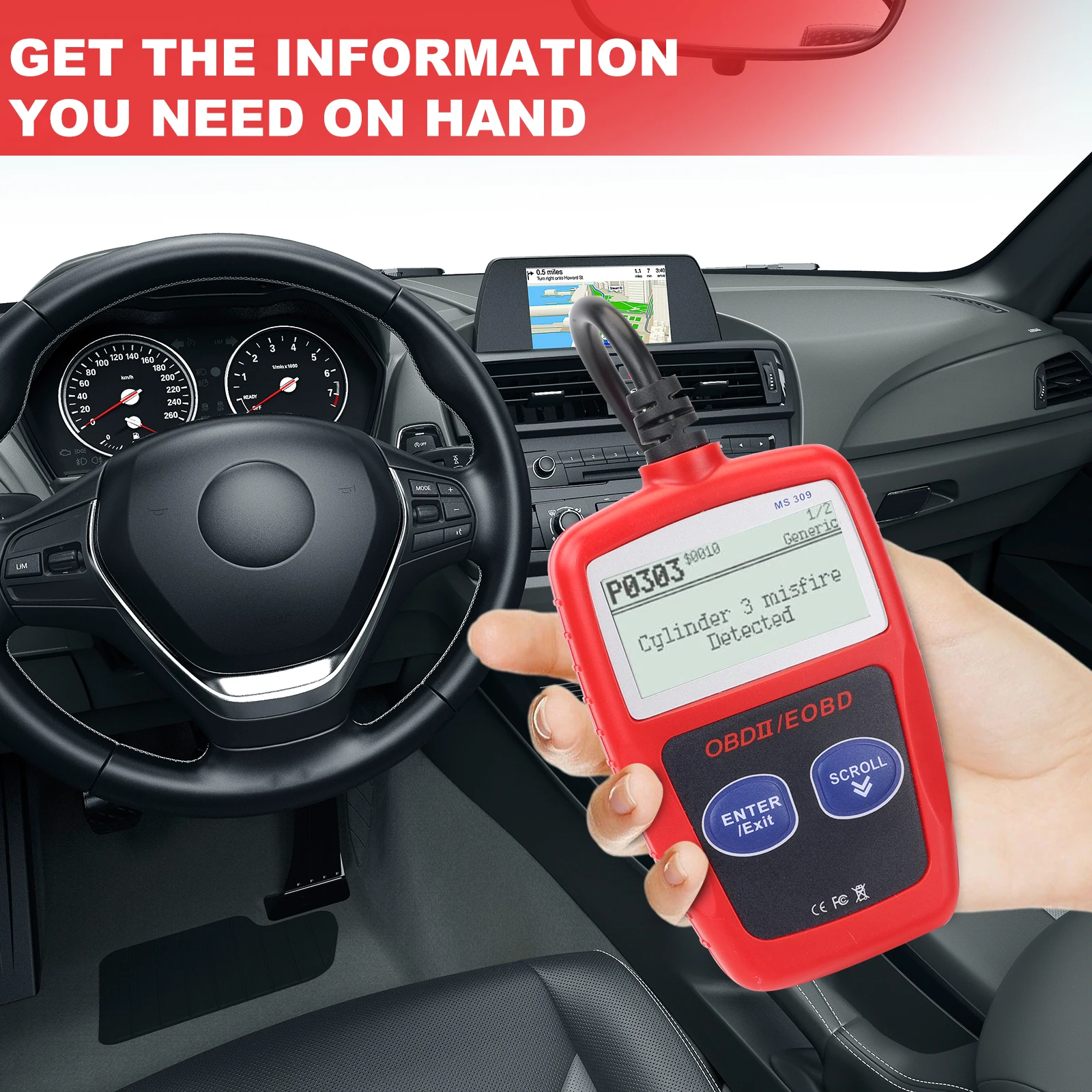 MS309 OBD2-Diagnosescanner Auto-Fahrzeugdiagnosegerät Fehlercodeleser für alle Automodelle mit Bluetooth – Detail 6