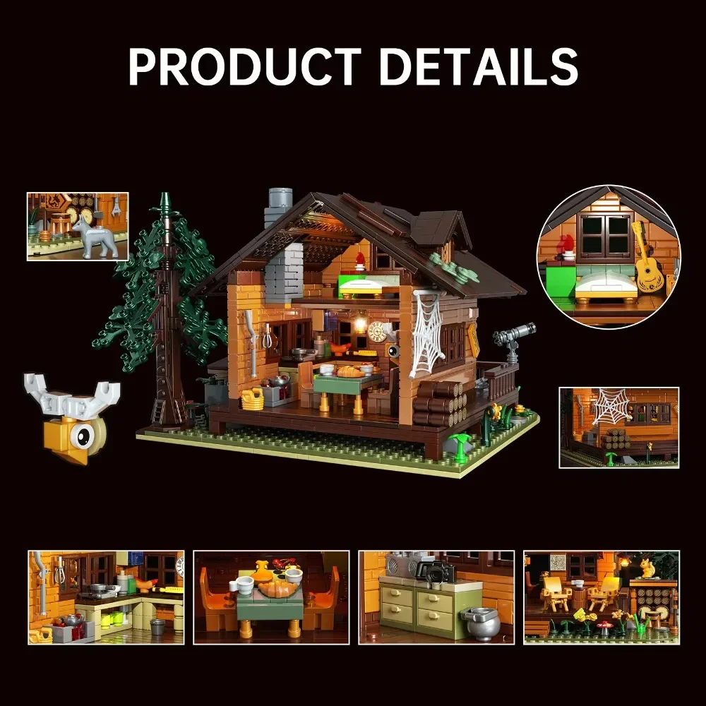 BZB ests Cabins Model Kit Tree House Building Blocks Moc Sets Rural Wooden House Cabin Architecture Bricks Streetscape Brick Toy