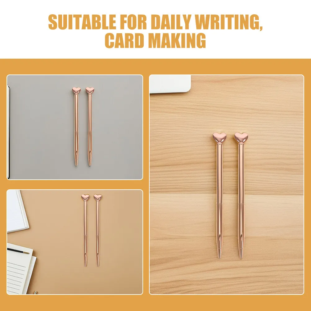 10Pcs Heart Shape Ballpoint Pens Sturdy Iron Retractable Pens for Signing Documents Daily Journaling Valentine's Day Wedding